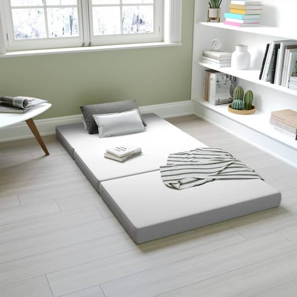 Carnegy Avenue Cloud Twin Medium 4 in. Portable Tri-Fold Cooling Memory Foam Twin Mattress in a Box with Removable Washable Cover