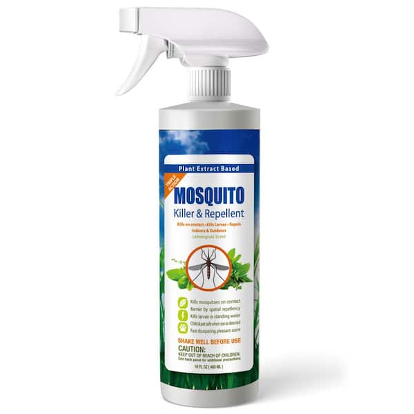 Mosquito Spray by EcoRaider 16 oz. Triple-Aciton, Larvae Control, Pleasant Scent, Plant-Based Child /Pet Safe