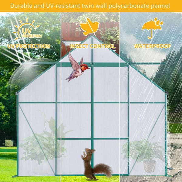 96 in. x 96 in. Aluminum Greenhouse Kit with Double Sliding Doors