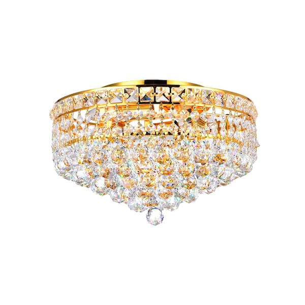 CWI Lighting Luminous 4 Light Flush Mount With Gold Finish