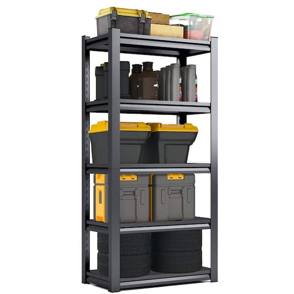 5-Tier Heavy Duty Steel Adjustable Boltless Garage Storage Shelving Unit in Black (35.4 in. W x 72 in. H x 15.7 in. D)