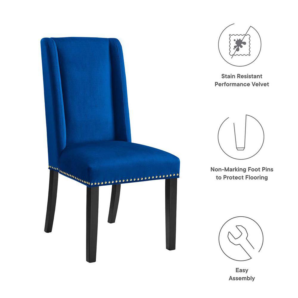 Elegant Navy Velvet Upholstered Side Chair with Wood Frame