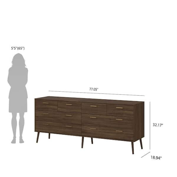 Tvilum Tone Mocha Oak 8 Drawer 77.05 in. W Double Dresser