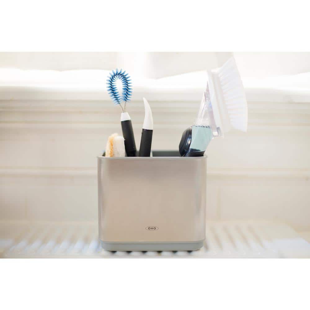 Compact Stainless Steel Sink Caddy with Plastic Inserts