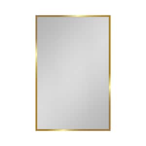 16 in. W x 28 in. H Rectangular Gold and White Iron and Aluminum Recessed/Surface Mount Medicine Cabinet with Mirror