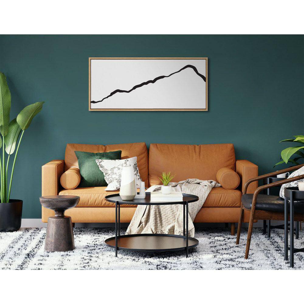 Natural Framed Abstract Mountain Landscape Canvas Print, 18x40