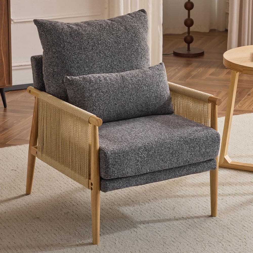 Dark Gray Chenille Arm Chair with Pillow price history on PriceWatchPro