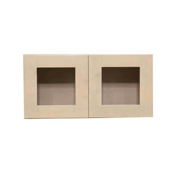 LIFEART CABINETRY Lancaster Shaker Assembled 24x12x12 in. Wall Mullion Door Cabinet with 2 Doors in Stone Wash
