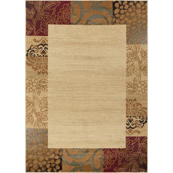 Tayse Rugs Elegance Beige 8 ft. x 10 ft. Floral Indoor Area Rug
