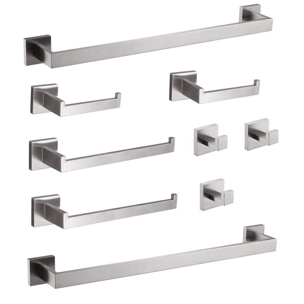 9-Piece Bathroom Hardware Set with Towel Bar, Paper Holder and Hooks in Brushed Nickel Finish, Durable Stainless Steel price history on PriceWatchPro