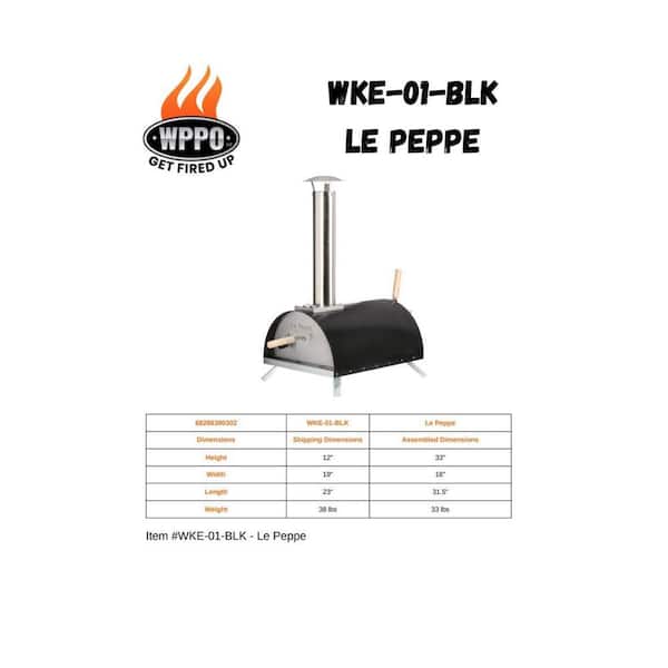 WPPO Le Peppe Portable Wood Fired Outdoor Pizza Oven in Black WKE