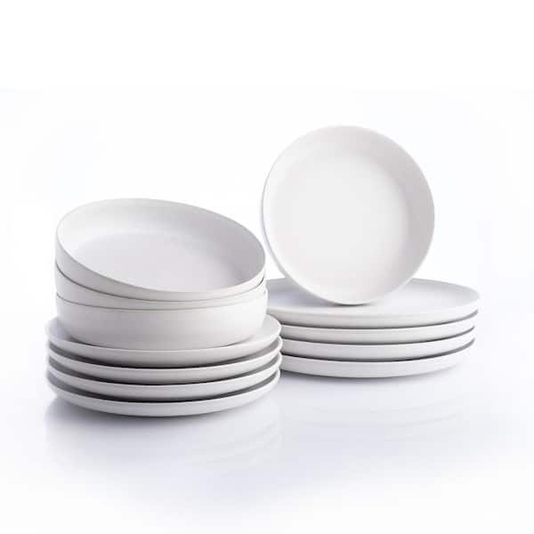 Unbranded Macchio 12-Piece White Matte Stoneware Dinnerware Set (Service for 4)
