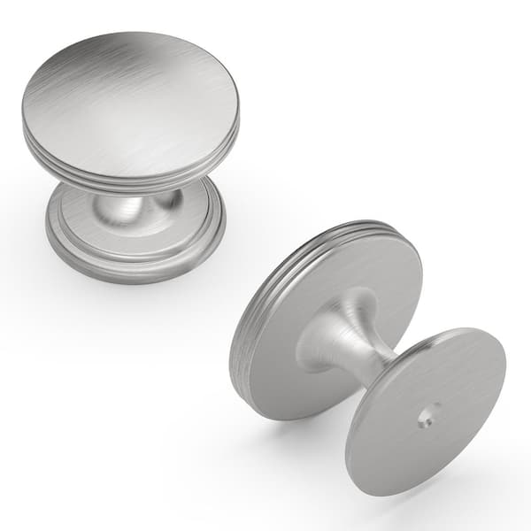 HICKORY HARDWARE American Diner Collection 1-3/8 in. Diameter Stainless Steel Modern Round Cabinet Knob for Drawers and Doors (10-Pack)