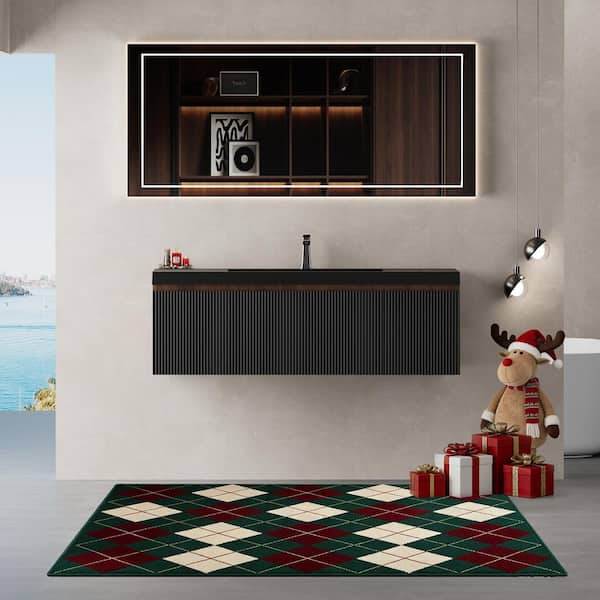 48 in. W x 20 in. D x 16 in. H Floating Bathroom Vanity with Black Quartz Sand Top in Natural Oak Assembled