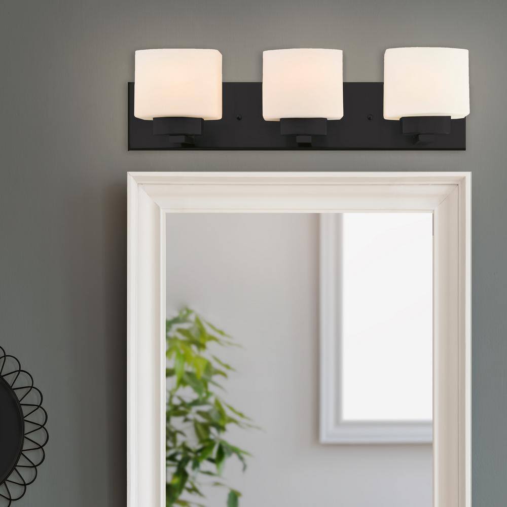 Elegant Matte Black 24" Traditional Vanity Light with Frosted Glass