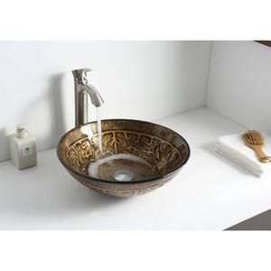 Alto Series Round Deco-Glass Vessel Sink in Lustrous Brown