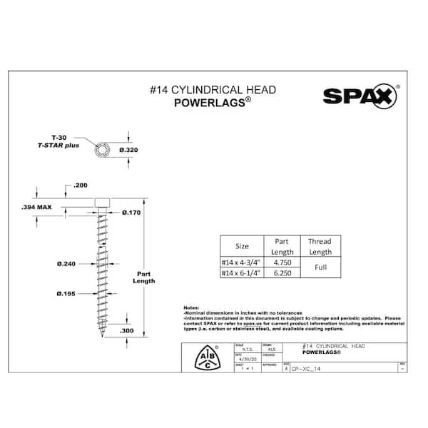 SPAX #14x6-1/4 in. Interior Cylindric Head Structural Wood Truss