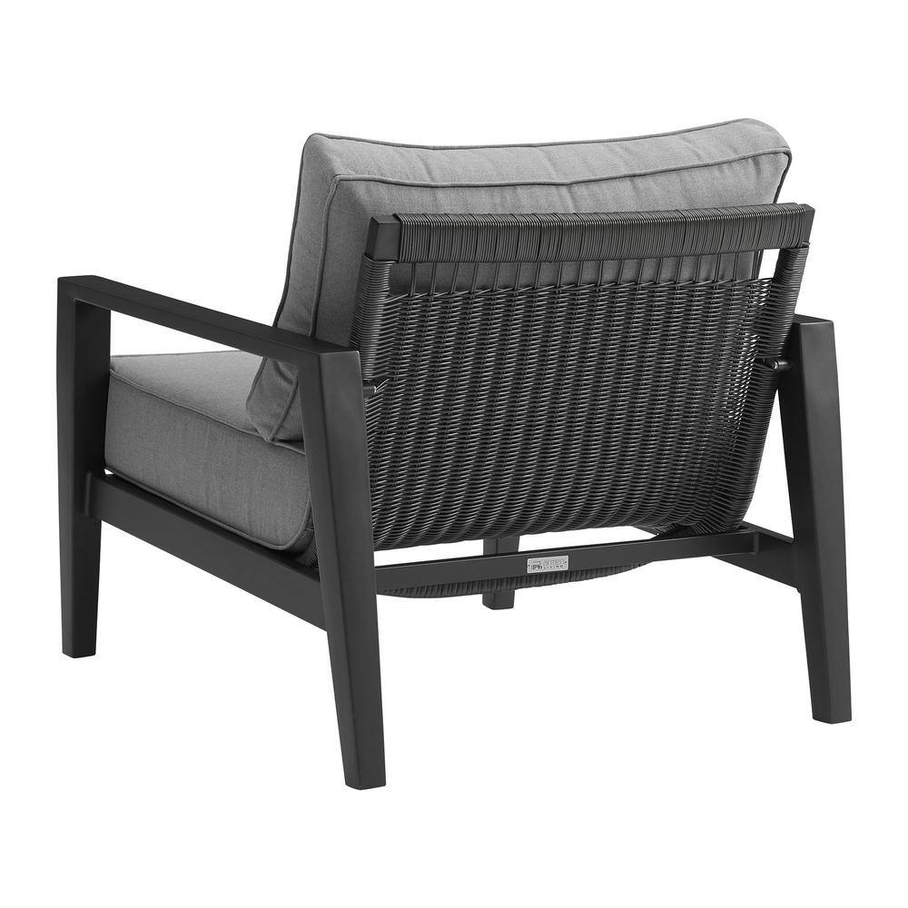 Cayman Black Aluminum Outdoor Lounge Chair with Dark Gray Cushions