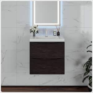 Smile 24 in. W x 16.5 in. D x 21 in. H Bathroom Vanity in Chesnut with White Acrylic Top with White Sink