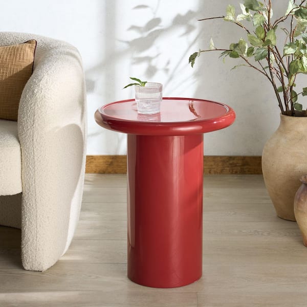 Lollita 18 in. Red Round Concrete End Table