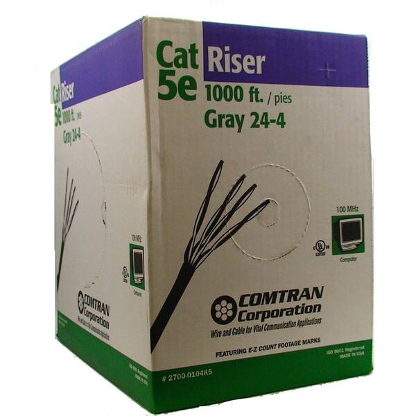 Cerrowire 1000 ft. 24/4-Gauge Category 5e Riser Internet Wire - Gray ...