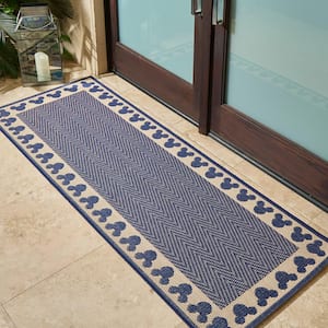 Mickey Mouse Navy/Sand 2 ft. x 6 ft. Border Indoor/Outdoor Runner Rug