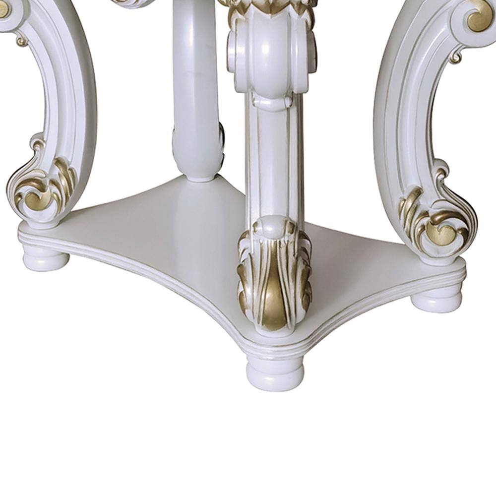 Vendome Antique Pearl Wood and Metal Scrolled Side Table