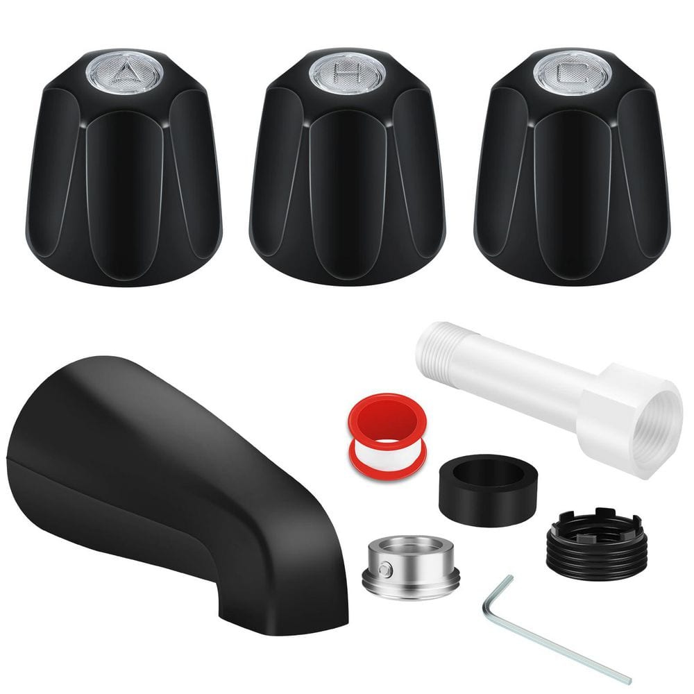 Matte Black 3-Piece Shower Trim Kit with Shower Knobs, Tub Spout and Four-in-One Adapter for Threaded Pipe Connections price history on PriceWatchPro