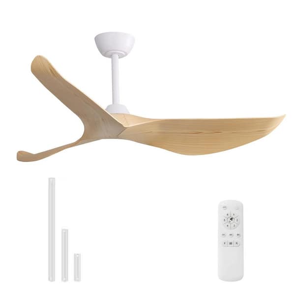 Sofucor 52 in. Indoor/Outdoor Modern White Ceiling Fan without Light and 6 Speed Remote Control