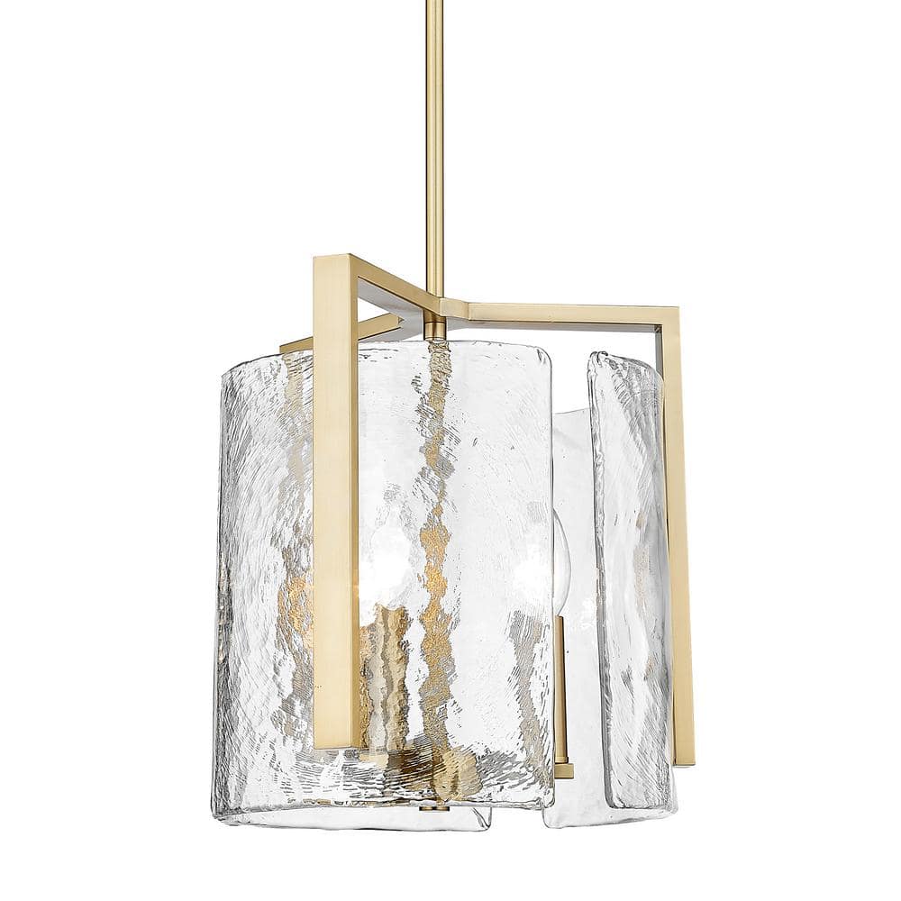 Aenon Brushed Champagne Bronze 3-Light Pendant with Hammered Glass