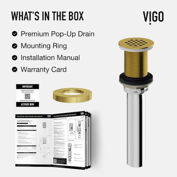 VIGO Vessel Bathroom Sink Drain in Matte Brushed Gold VG07001MG