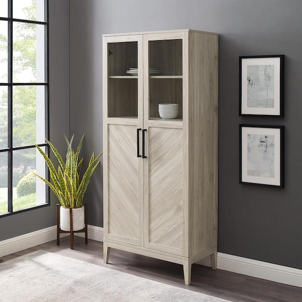 Walker Edison Furniture Company 68 in. Birch Chevron Storage Cabinet