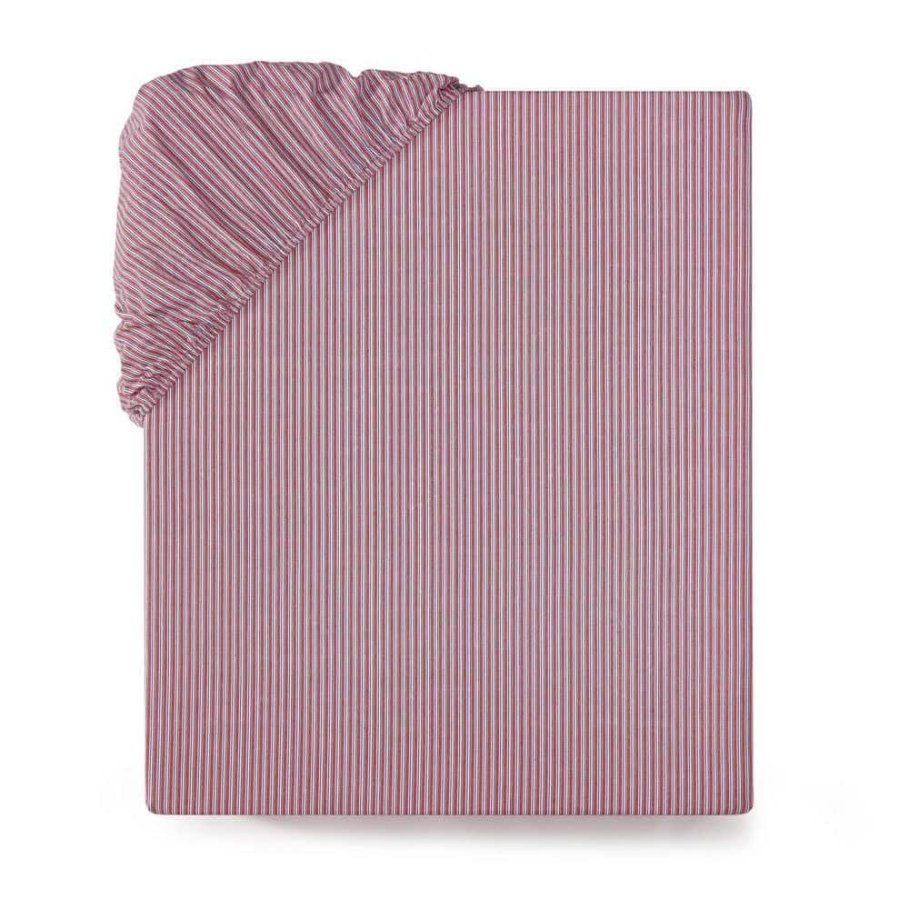 Highland Ticking Stripe 1-Piece White/Red/Dark Blue Cotton Percale Queen Fitted Sheet price history on PriceWatchPro