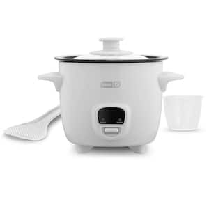 Mini 16 Ounce Rice Cooker in White with Keep Warm Setting