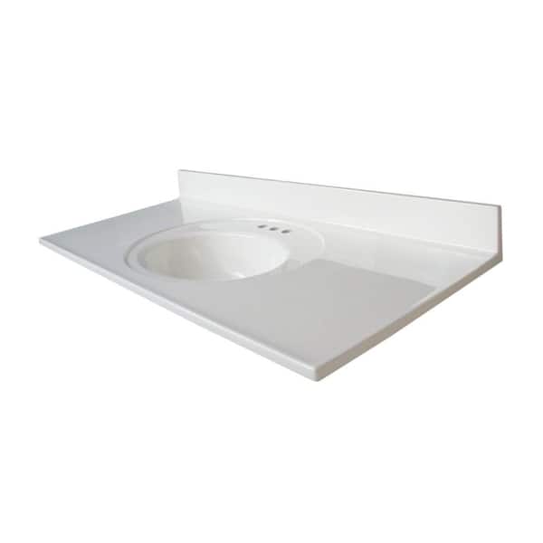 Photo 1 of Newport 49 in. W x 22 in. D Cultured Marble Vanity Top in White with Integrated Sink
