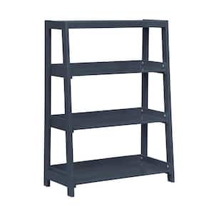 Lazzara Eliza 54 in. Tall Navy Blue Wood 4 Fixed Shelves Bookcase