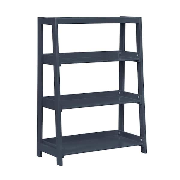 Lazzara Eliza 67 in. Tall Navy Blue Wood 5 Fixed Shelves Bookcase