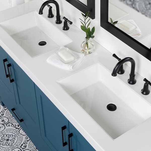 Diamond NOW Cassidy 60-in Admiral Blue Double Sink Bathroom Vanity with  White Cultured Marble Top in the Bathroom Vanities with Tops department at