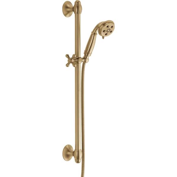 H2Okinetic Gold 3-Spray Patterns 1.75 GPM 3.34 in. Wall Mount Handheld Shower Head with Slide Bar in Champagne Bronze