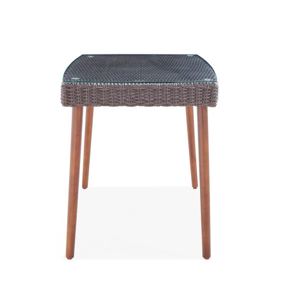 Athens Dark Brown Wicker and Glass Outdoor Cocktail Table