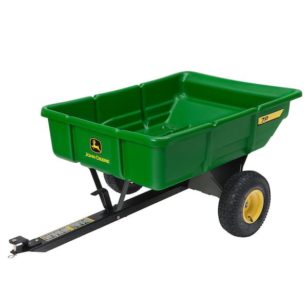 John Deere 450 lb. 7 cu. ft. Tow Behind Poly Utility Cart Dump Trailer with  Universal Hitch LP21935 - The Home Depot
