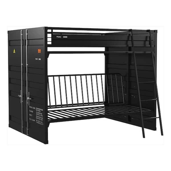 Twin Black Twin Bunk Bed with Futon Sofa Base