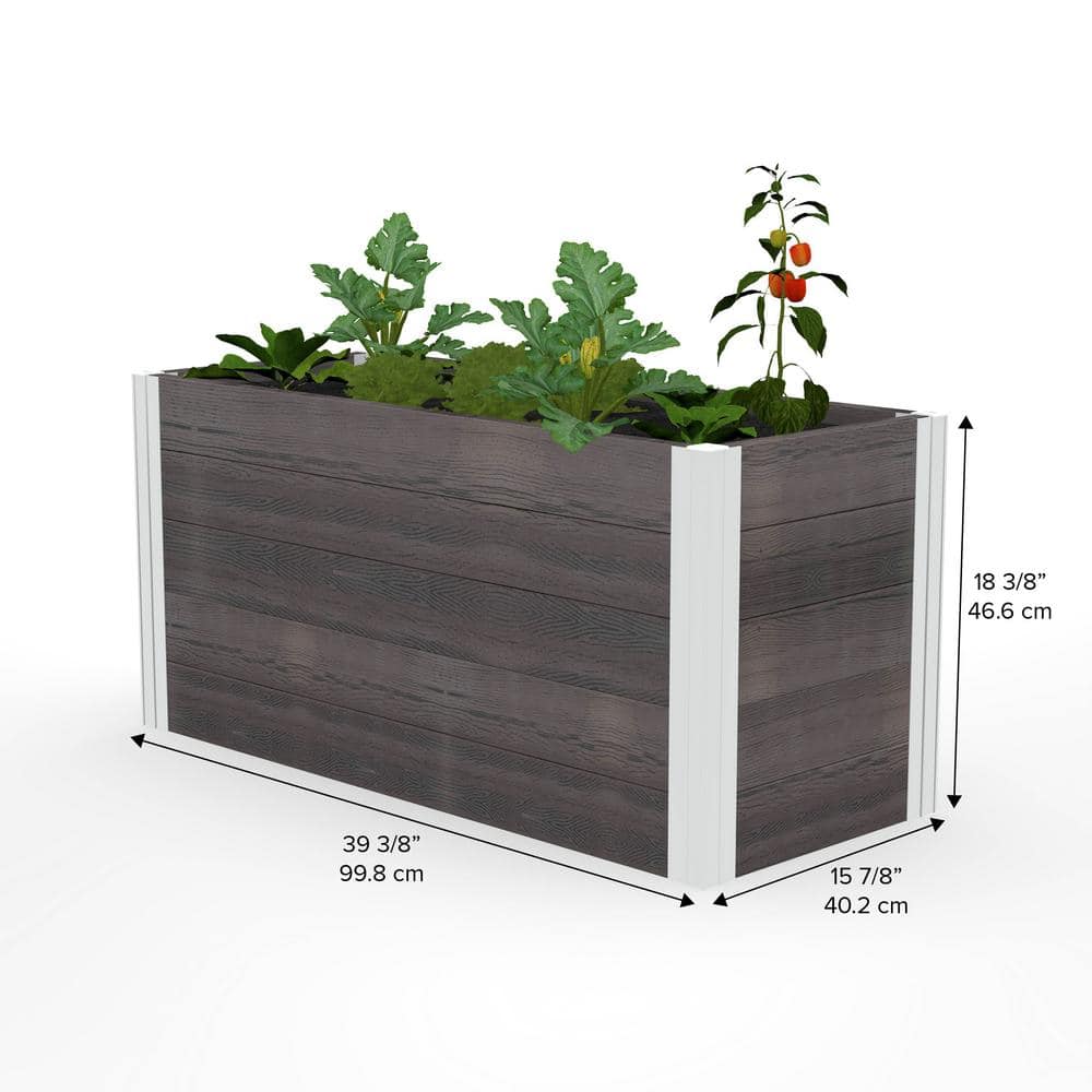 Slate Gray 40" Vinyl Parklette Planter with Aluminum Posts