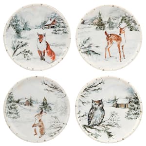 Multi-Colored Winter's Frost Dessert Plates (Set of 4)