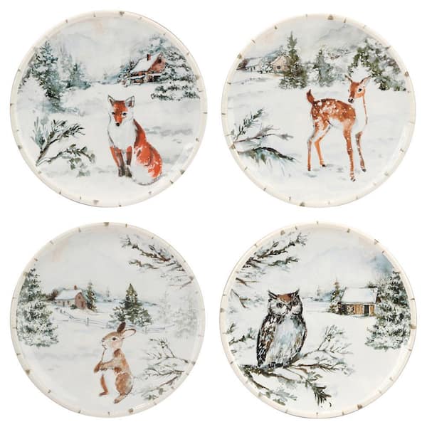 Unbranded Multi-Colored Winter's Frost Dessert Plates (Set of 4)