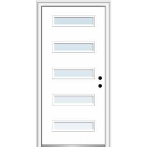 32 in. x 80 in. Davina Left-Hand Inswing 5-Lite Clear Low-E Modern Painted Steel Prehung Front Door on 4-9/16 in. Frame