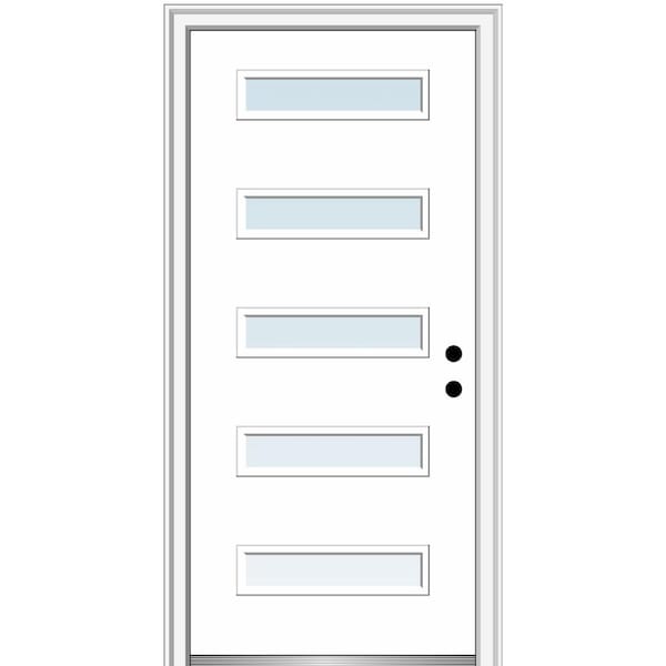 MMI DOOR 32 in. x 80 in. Davina Left-Hand Inswing 5-Lite Clear Low-E Modern Painted Steel Prehung Front Door on 4-9/16 in. Frame