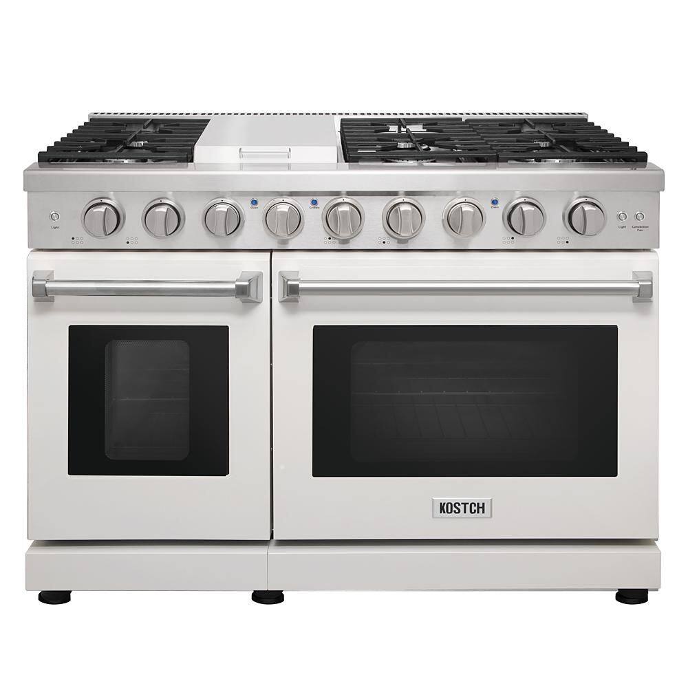 Propane 48 in. 6.8 cu. ft. 6 Burners Freestanding Double Oven Gas Range in Stainless Steel w/ Griddle & White Oven Door price history on PriceWatchPro