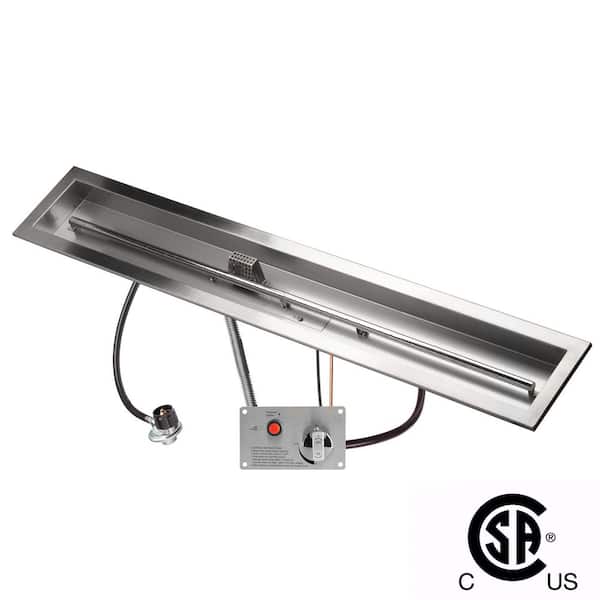 Celestial Fire Glass CSA Certified 48 in. x 6 in. Outdoor, Stainless Steel, Electronic Ignition, Propane Fire Pit Burner Kit