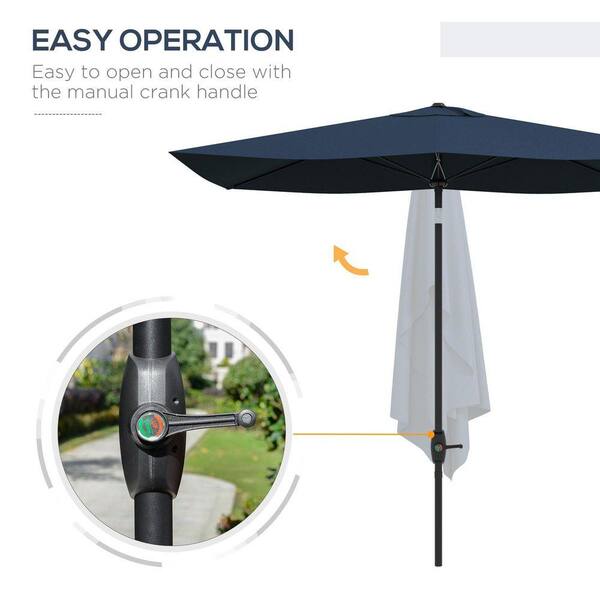 dark gray patio umbrella HOMLUX 10' Patio Umbrella with Lights in Dark Gray